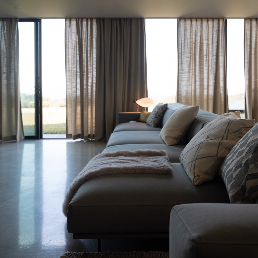 Modern living room with elegant curtains