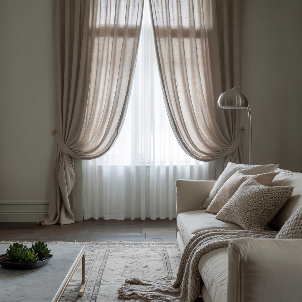 Elegant living space with coordinated textiles